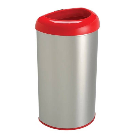 13-Gallon Stainless Steel Trash Can with Red Open Top Q280-RNSTGC47682571