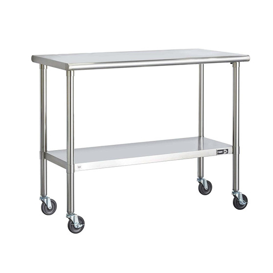 Stainless Steel 2-ft Kitchen Island Cart Prep Table with Casters Q280-TECSPT4759381