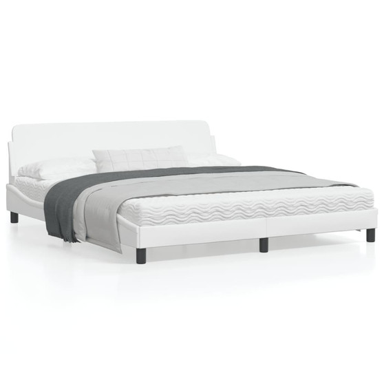 Bed Frame "Dover" White 72"x83.9"Faux Leather A949-373309