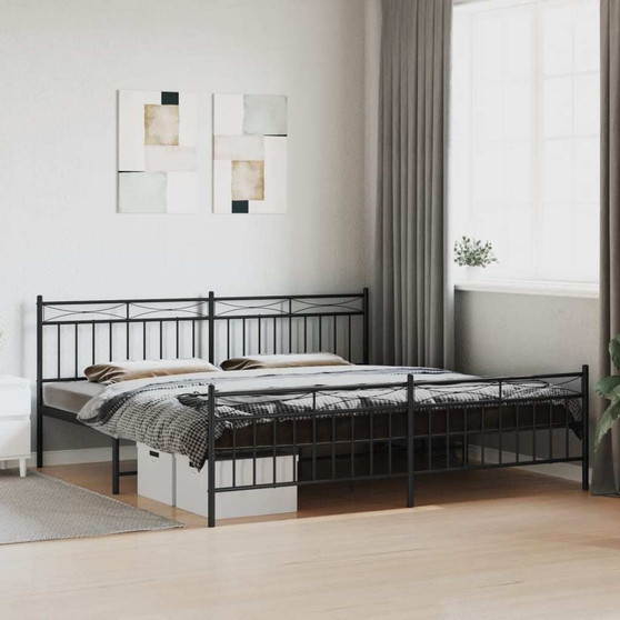 Bed Frame Black Powder-Coated Steel 76.0 x 80.0 in Bed Frame A949-373715
