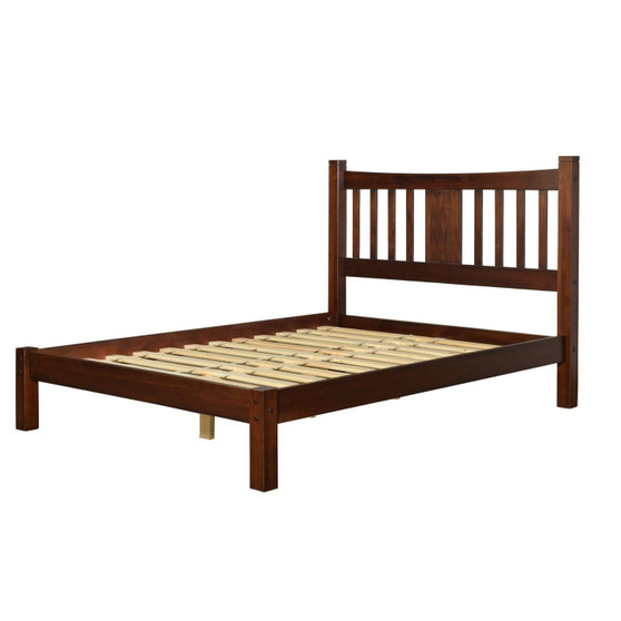 Queen Farmhouse Style Solid Wood Platform Bed Frame with Headboard in Cherry Q280-GWQU3900