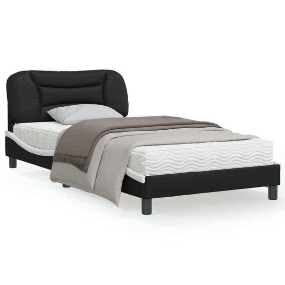 Bed Frame Black Faux Leather Single Bed Frame Rectangular A949-3213967