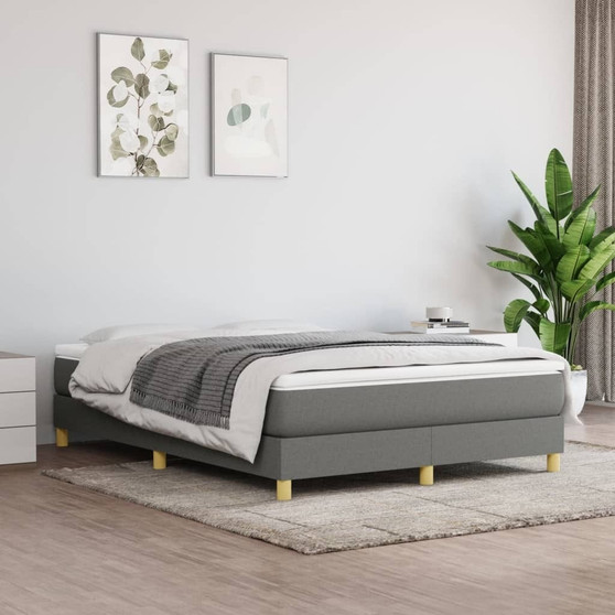Bed Frame Dark Grey Polyester Queen Rectangular Modern