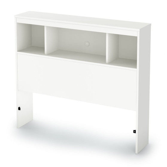 Twin size Modern Bookcase Headboard in White Wood Finish Q280-SBHW8801