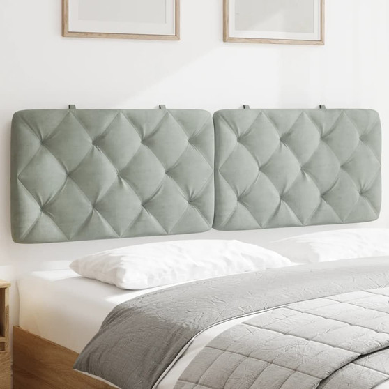 Headboard Cushion Light Grey Velvet 59.8 in Removable Covers A949-374753