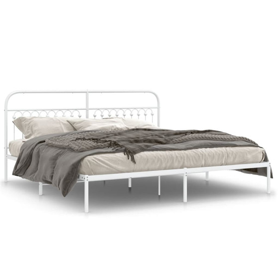 Bed Frame White Steel Full Bed Frame Rectangular Traditional A949-376655
