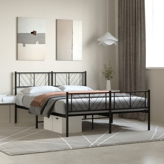 Metal Bed Frame Black Powder-Coated Steel 59 x 79 in King Size A949-372199
