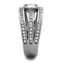 TK1525 - High polished (no plating) Stainless Steel Ring with AAA Grade CZ  in Clear A874-TK1525