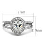 TS465 - Rhodium 925 Sterling Silver Ring with AAA Grade CZ  in Clear A874-TS465