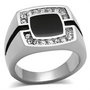 TK1183 - High polished (no plating) Stainless Steel Ring with Top Grade Crystal  in Clear A874-TK1183