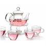 6-Piece Glass Tea Pot Set with 4 Cups Teapot Warmer and Infuser Q280-GPHRTP185381
