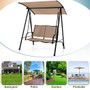 2-Seat Outdoor Canopy Swing with Comfortable Fabric Seat and Heavy-duty Metal Frame-Beige - Color:  D681-NP10403BE