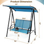 2-Seat Outdoor Canopy Swing with Comfortable Fabric Seat and Heavy-duty Metal Frame-Navy - Color: N D681-NP10403NY