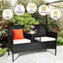 Wicker Patio Conversation Furniture Set with Removable Cushions and Table-White - Color: White D681-HW63234WH