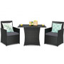 3 Pieces Patio Rattan Furniture Set with Cushion and Sofa Armrest-Gray - Color: Gray D681-HW68178GR