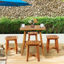 5 Pieces Wood Patio Dining Set with Square Table and 4 Stools B593-HW65874