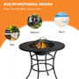 31.5 Inch Patio Fire Pit Dining Table With Cooking BBQ Grate - Color: Black D681-NP10257