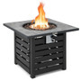 Square Propane Fire Pit Table with Lava Rocks and Rain Cover - Color: Black D681-NP10459