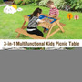 3-in-1 Kids Picnic Table Wooden Outdoor Water Sand Table with Play Boxes B593-HY10016