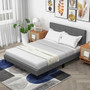 Queen Size Upholstered Platform Bed with Button Tufted Headboard-Blue B593-HU10569-Q