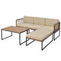 5 Pieces Patio Furniture Set Acacia Wood Sectional Set with Heavy-Duty Metal Frame-Beige B593-HW71665+