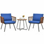 3 Pieces Patio Bistro Furniture Set with Armrest and Soft Cushions B593-HW64408