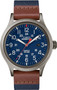 Timex TW4B14100 Men's Expedition   Scout Navy Blue Nylon Strap with Brown Leather Trim Watch G818-TW4B14100