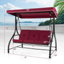 3 Seat Outdoor Porch Swing with Adjustable Canopy-Wine - Color: Rose Red D681-NP11065WIN