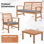 4 Pieces Outdoor Furniture Set with Stable Acacia Wood Frame-Gray - Color: Gray D681-HW72078GR