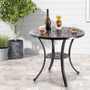 Patio Cast Aluminum Table 31 Inch Diameter Round Table with Umbrella Hole-Copper - Color: Copper D681-NP11473WN