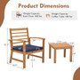 3 Pieces Outdoor Furniture Set with Soft Seat Cushions-Navy - Color: Navy D681-HW72089NY