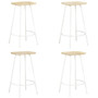 Bar Stool Set of 4 Bleached wood and white
