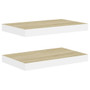  Wall Shelf Set of 2 Oak and White Honeycomb MDF, metal Medium A949-326571