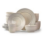 Elama Market Finds 16 Piece Round Stoneware Dinnerware Set in Embossed White D970-EL-MARKETFINDS16