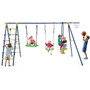 550 LBS 6-in-1 Patio Kids Swing Set with Climbing Net and Ladder-Green B593-NP11619