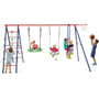 550 LBS 6-in-1 Patio Kids Swing Set with Climbing Net and Ladder-Green B593-NP11619