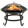  2-in-1 Fire Pit and BBQ with Poker 22"x22"x19.3" Steel A949-313350