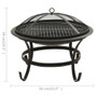  2-in-1 Fire Pit and BBQ with Poker 22"x22"x19.3" Steel A949-313350