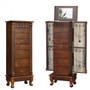 Wooden Jewelry Armoire Cabinet Storage Chest with Drawers and Swing Doors-Brown B593-HW65837