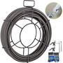 Drain Cleaning Cable 100 FT x 3/8 Inch, Solid Core Steel Sewer Cable with 4 Cutter for 2" to 4" Pip E415-GDGJTZ100FT380001V0