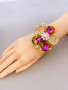 Metal Color: Light Yellow Gold Color - Exaggerated Zinc Alloy Flower Bracelet for Women in Various  F640-12000038405771013