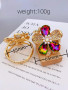Metal Color: Light Yellow Gold Color - Exaggerated Zinc Alloy Flower Bracelet for Women in Various  F640-12000038405771013
