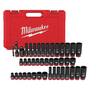 Milwaukee Tool 43PC SHOCKWAVE Impact Duty 3/8" Drive SAE & Metric Deep 6 Point Socket Set T398-MLW49-66-7009