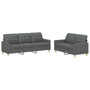 Sofa Set Dark Grey Fabric (100% polyester), metal, textilene, plywood A949-3201307
