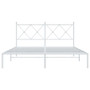 Bed Frame White Powder-Coated Steel King Size Modern Bed Frame A949-376553