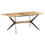 Dining Table Natural Wood Solid Mango Wood, Powder-Coated Steel A949-321687
