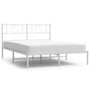 Metal Bed Frame without Mattress with Headboard White 53.1"x74.8" A949-355511