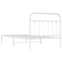 Bed Frame White Powder-Coated Steel Twin Bed Frame Rectangular A949-352622