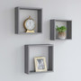 Wall Cube Shelves 3 pcs Gray MDF A949-323951