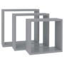 Wall Cube Shelves 3 pcs Gray MDF A949-323951